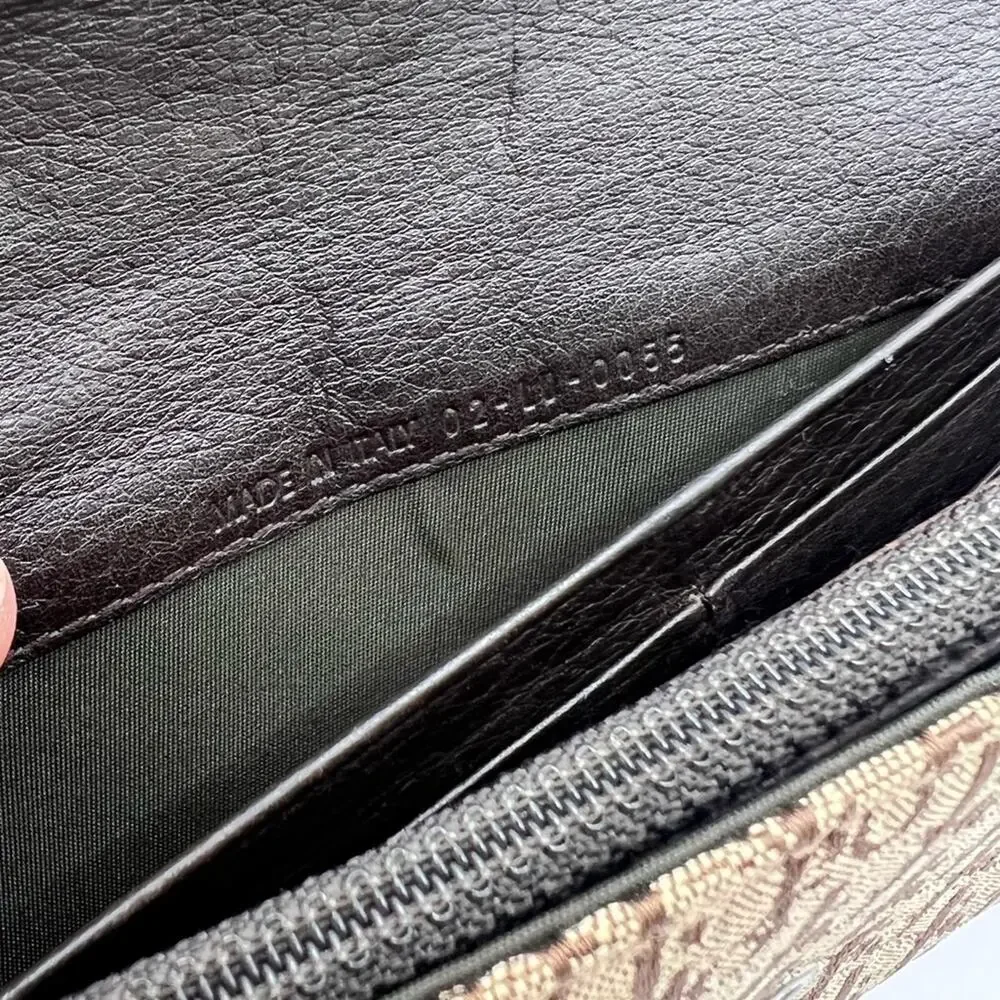 Authentic Christian DIOR Canvas x Leather Monogram Folding Long Wallet